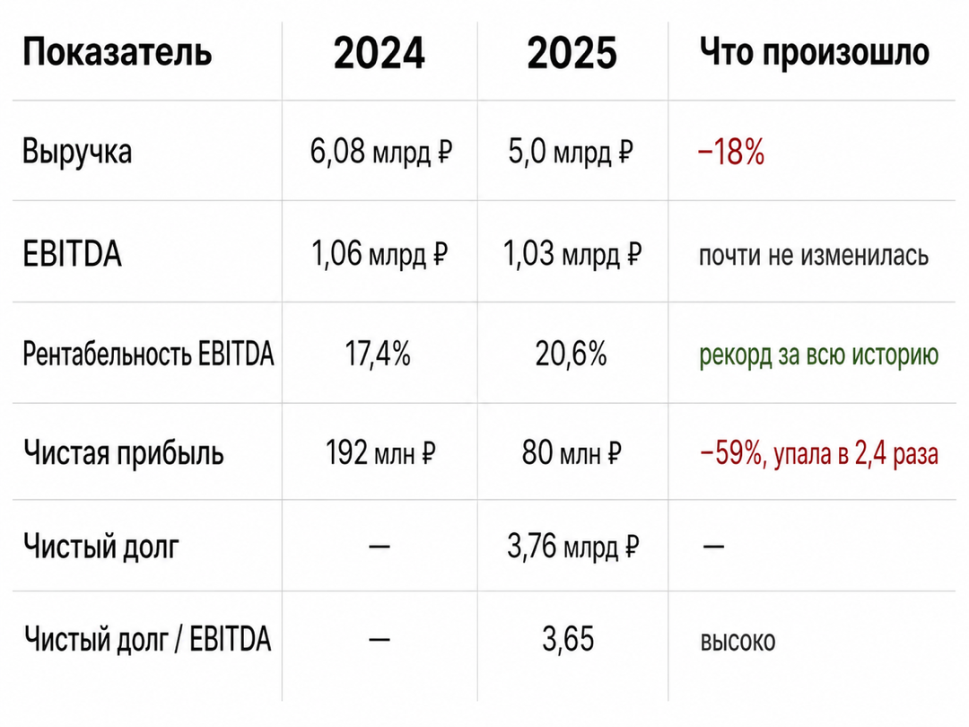 Финансовые показатели Инкаба 2024 против 2025: выручка, EBITDA, рентабельность, чистая прибыль, долг
