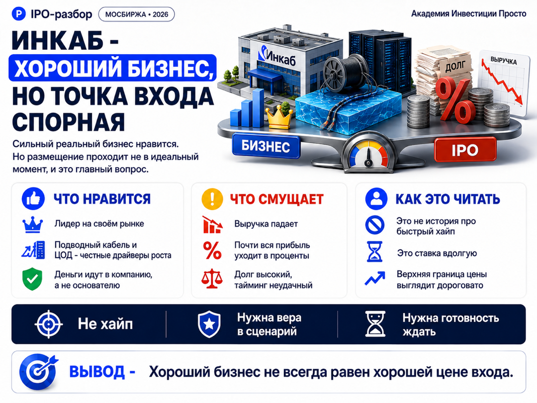 Инкаб — хороший бизнес, но точка входа спорная: что нравится, что смущает, как это читать
