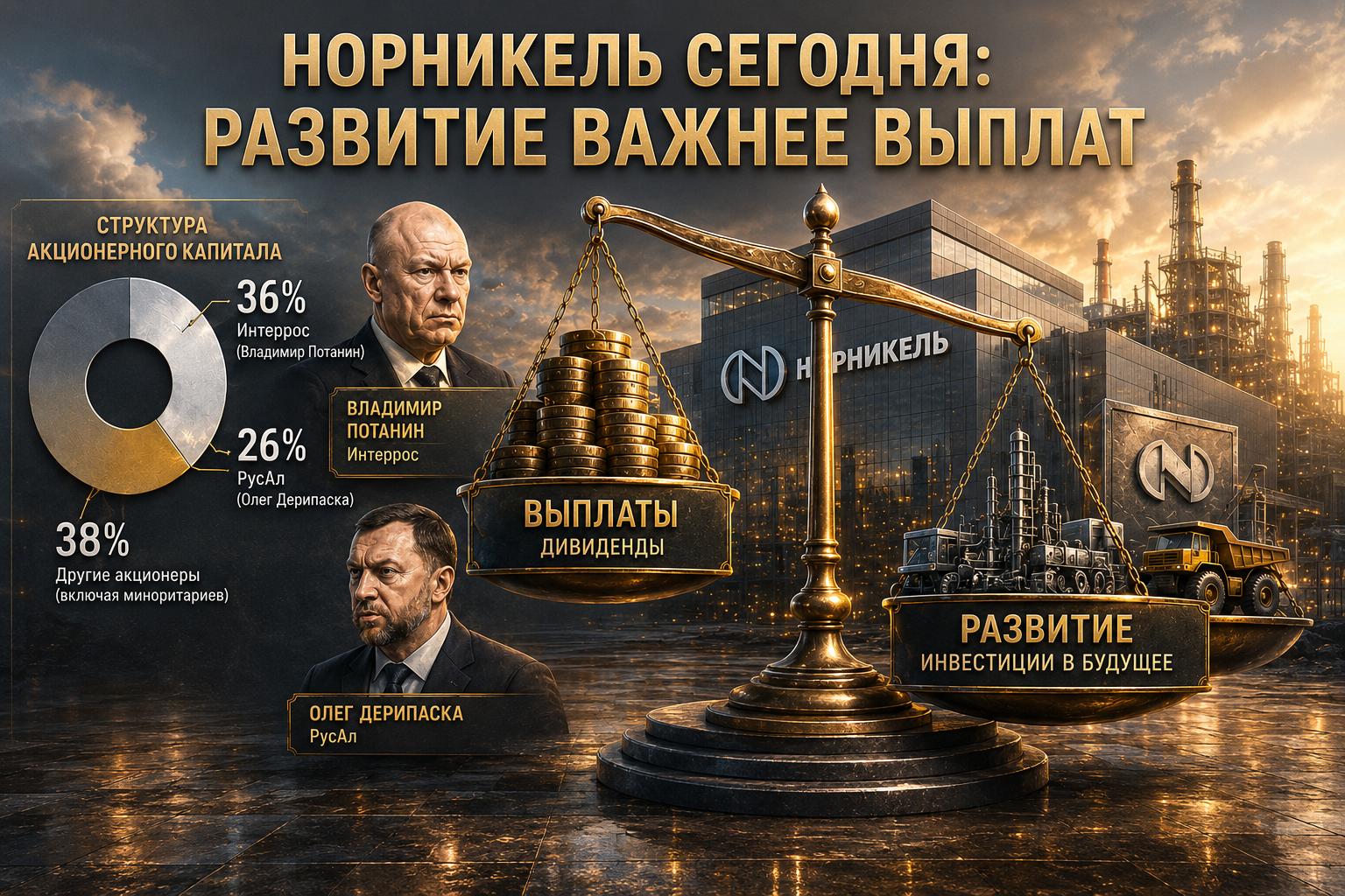Структура акционеров Норникеля: развитие важнее выплат